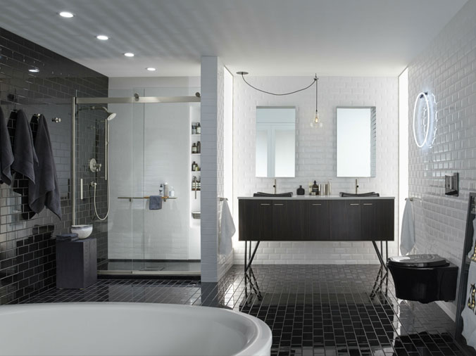 Bathroom with glass showr encolsure